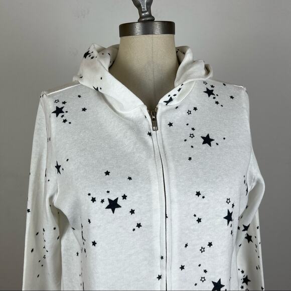 Monrow Star Print White Zip Up Jacket - Picture 3 of 7